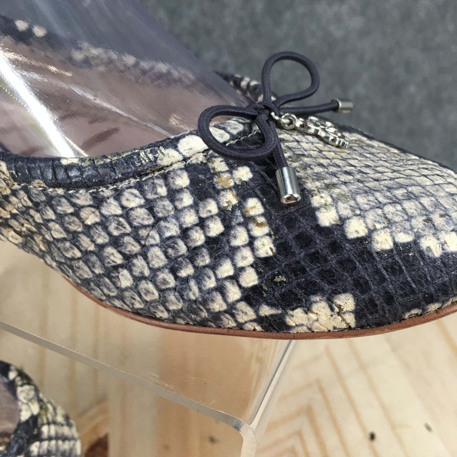 Sam Edelman Felicia Shoes Womens 7 M Snake Embossed Ballet Flats Blue White