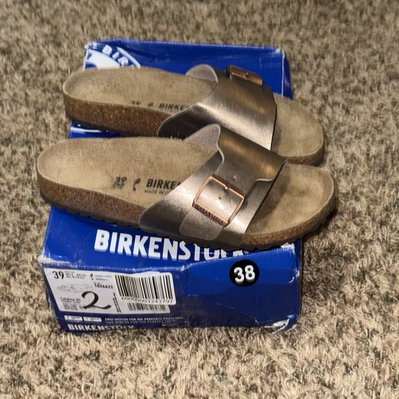 Birkenstock Womens CATALINA Big Buckle Graceful TAUPE Narrow US 8 EU 39 NEW