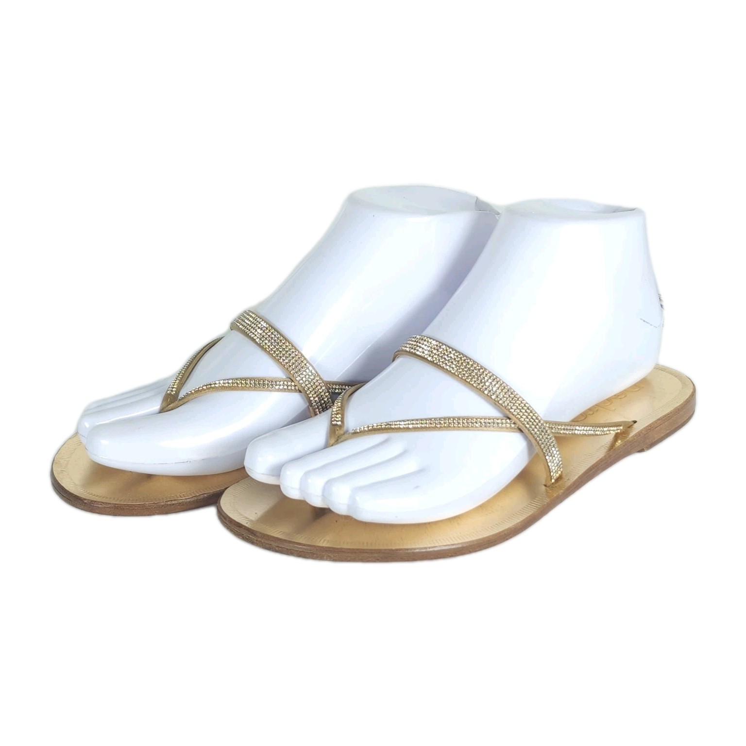Pedro Garcia Women’s 36 US6 Gold Leather Swarovski Crystal Embellished Sandals