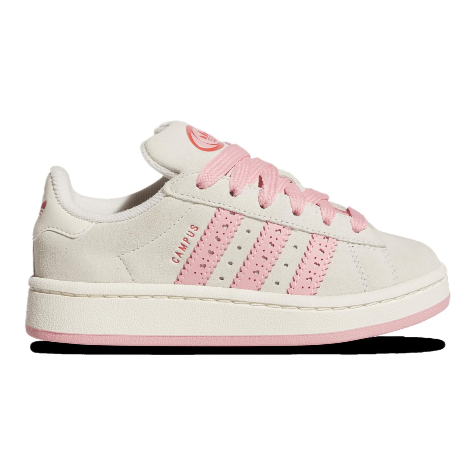 adidas Originals Campus 00s Kids Lifestyle Sneaker – White/Semi Pink Spark/Red