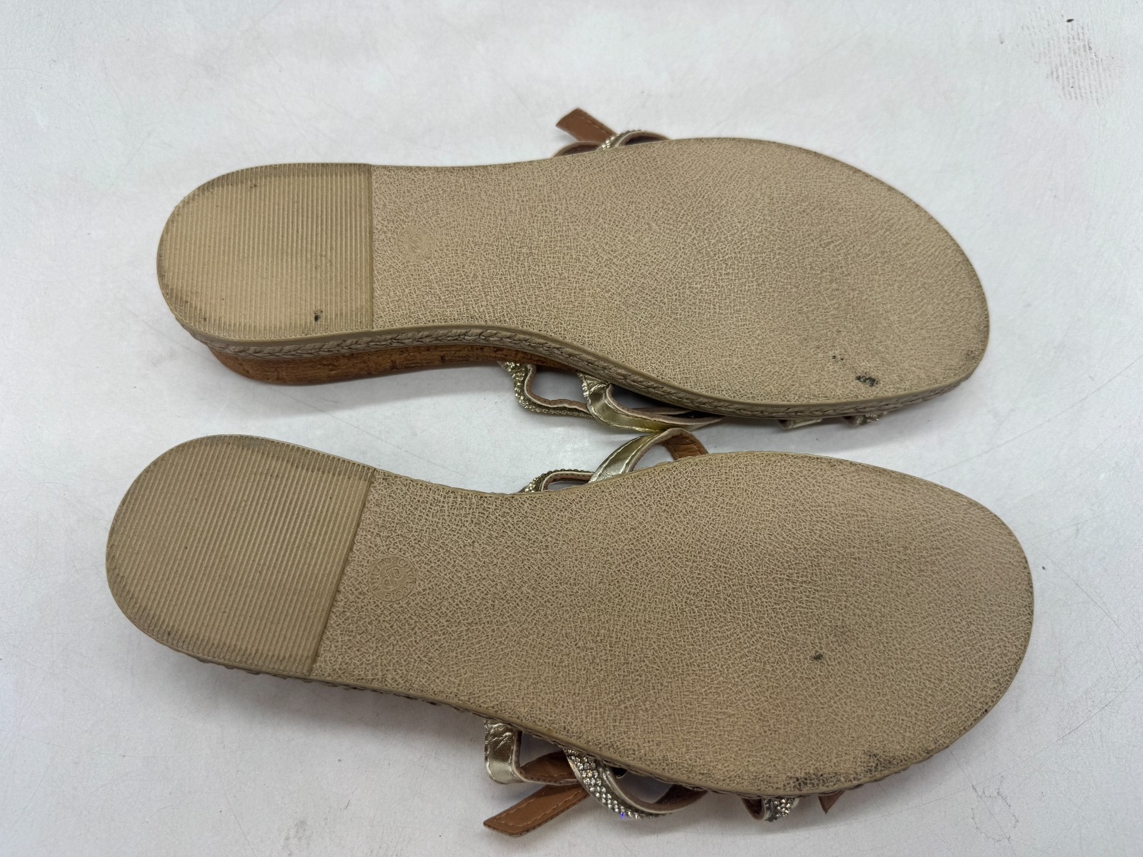 Mariella Espadrille Sandals Women Gold Metallic Slip On Comfort Wedge Heel – 7.5