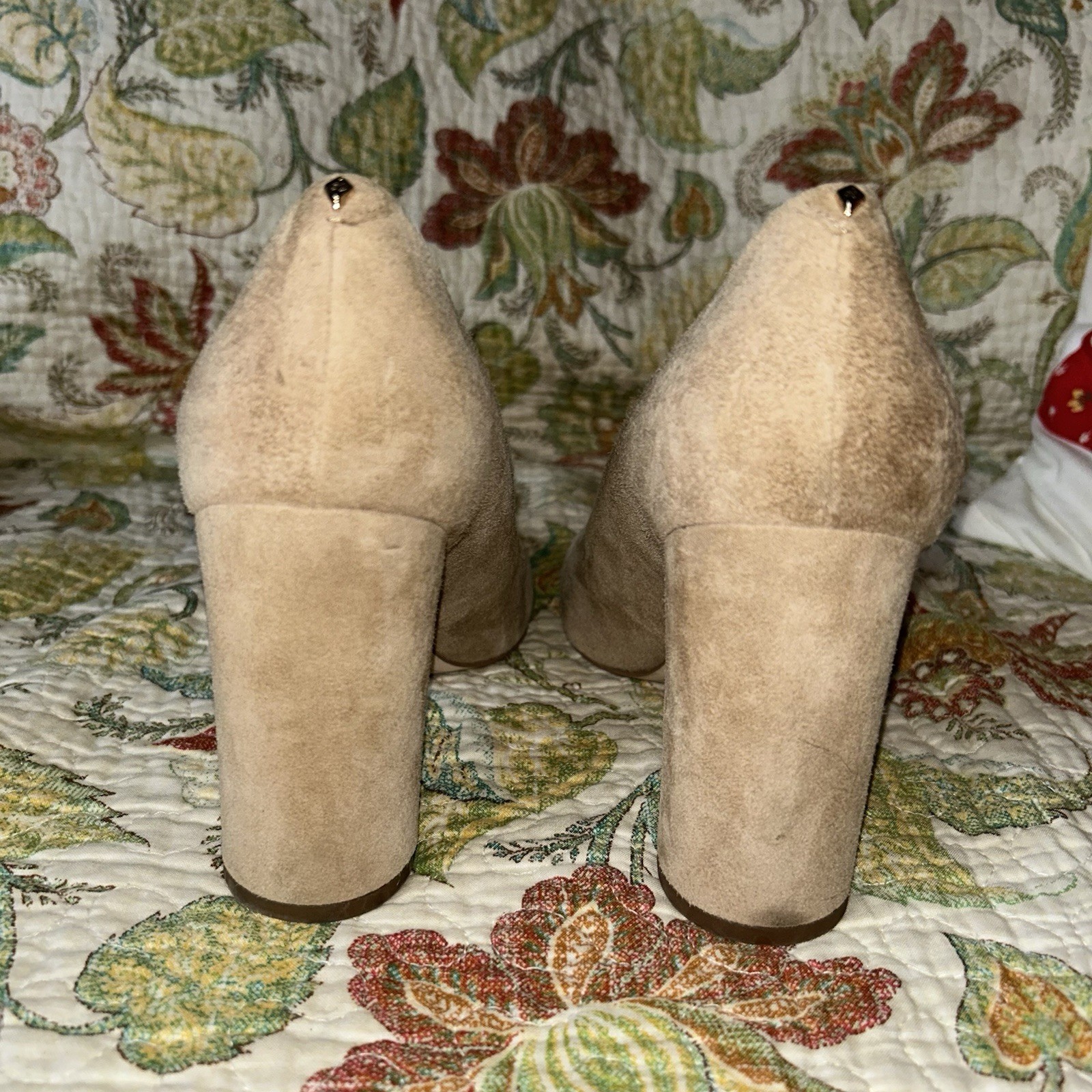 Sam Edelman JUNIE Oatmeal Suede Leather Block 3.25″ High Heel Size 10W