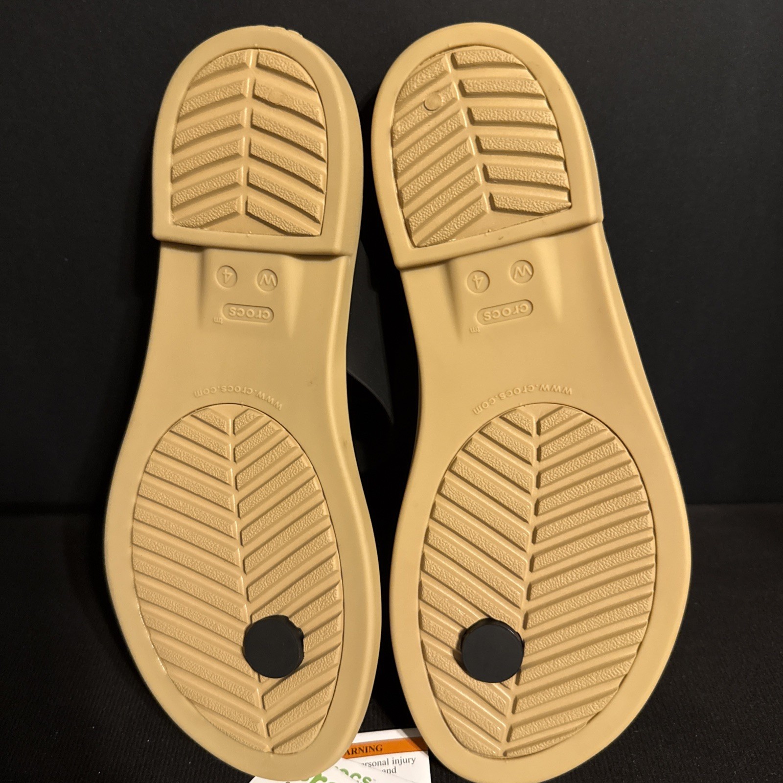CROCS Iconic Comfort Black Thong Sandals Size Womans 4 NWOB