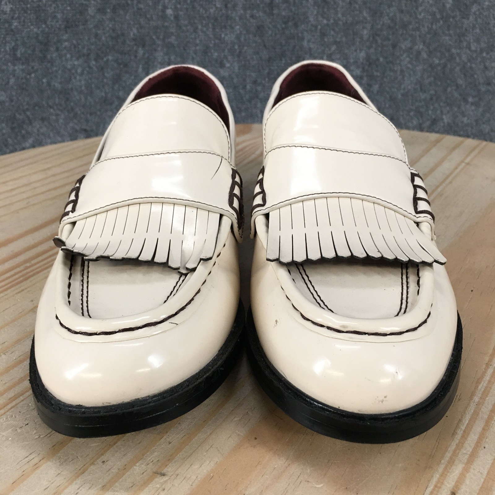 Franco Sarto Alonzo Kiltie Penny Loafer Shoes Womens 7.5 M Casual Leather Cream