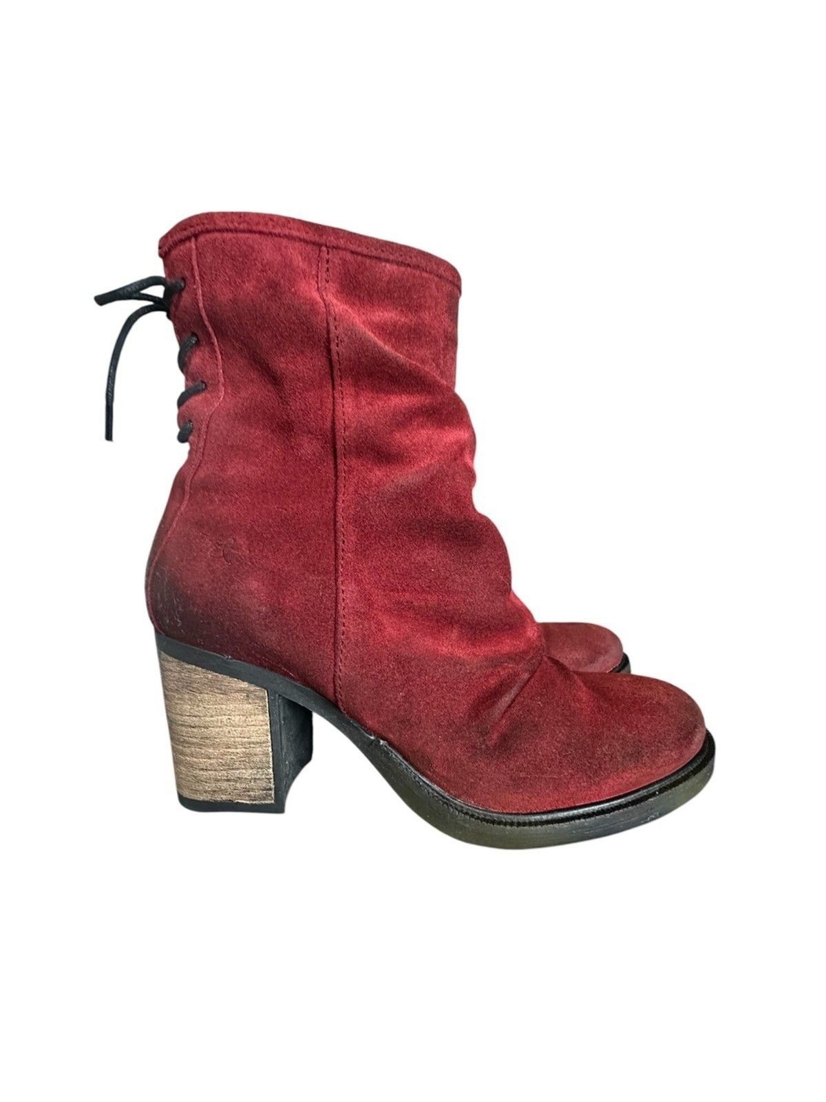 Bos. & Co. – Water Resistant Suede Ankle Boots Barlow Burgandy EU 40 Zip US 9.5