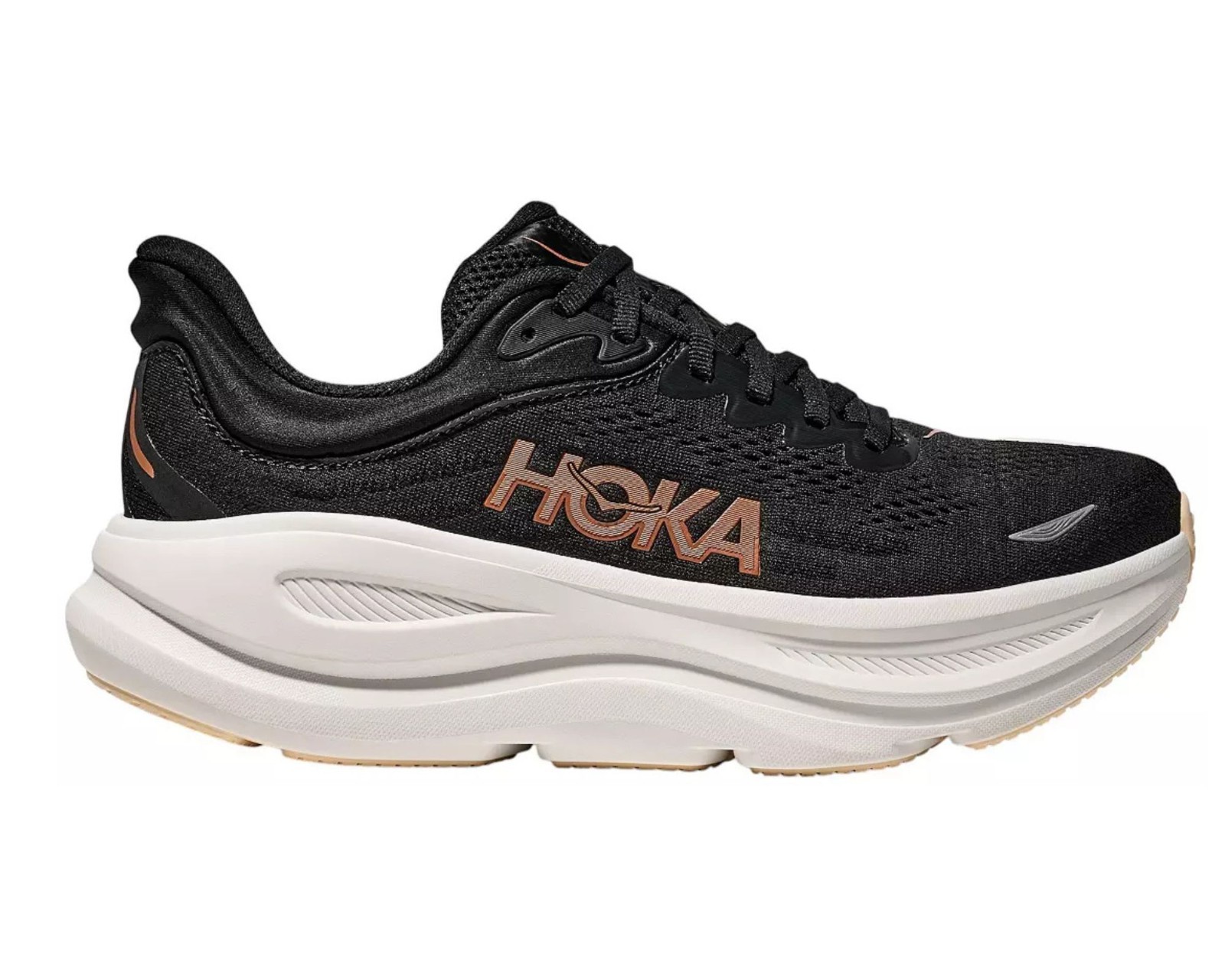 HOKA Women’s Bondi 9 Running Shoes Color: Black/Rose Gold Size: 8