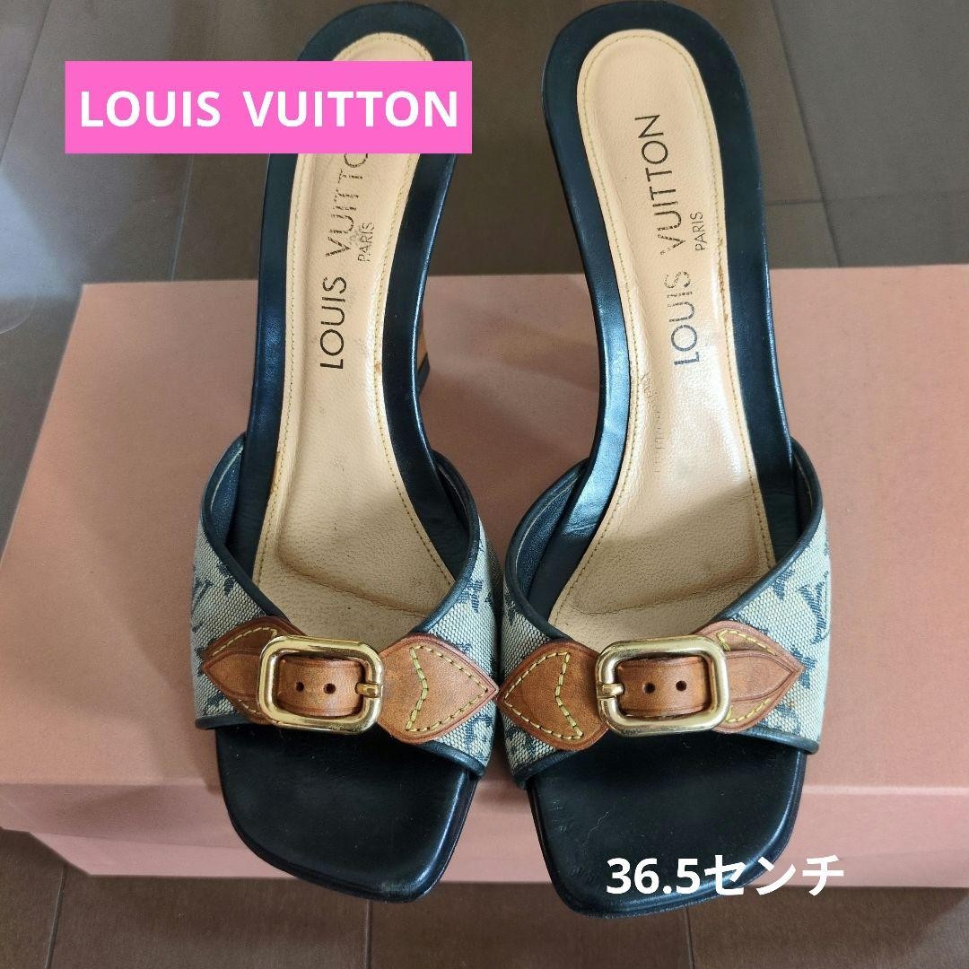 Rare Louis Vuitton Wedge Heels Mules Size EU36.5 / US6.5 Canvas Leather Elegant