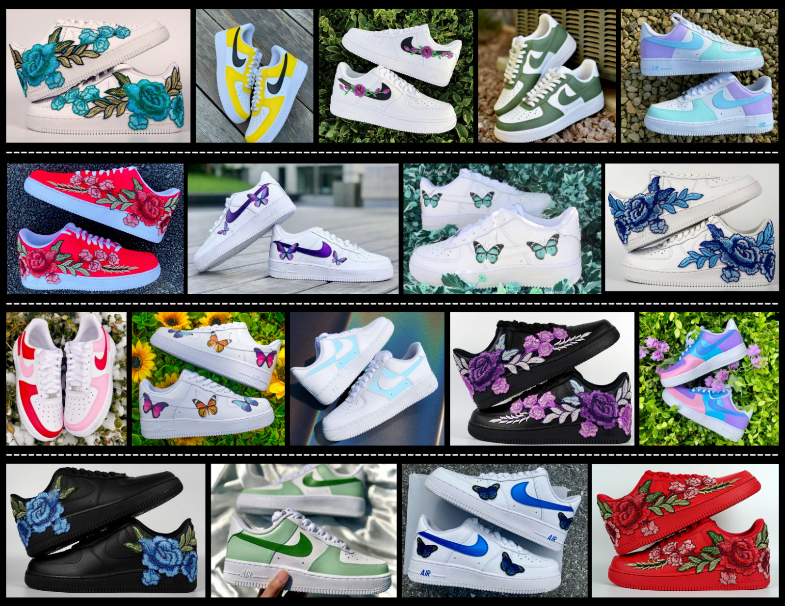 Nike Air Force 1 Custom Glitter Sparkle Sneakers Purple Magenta Pink White Shoes