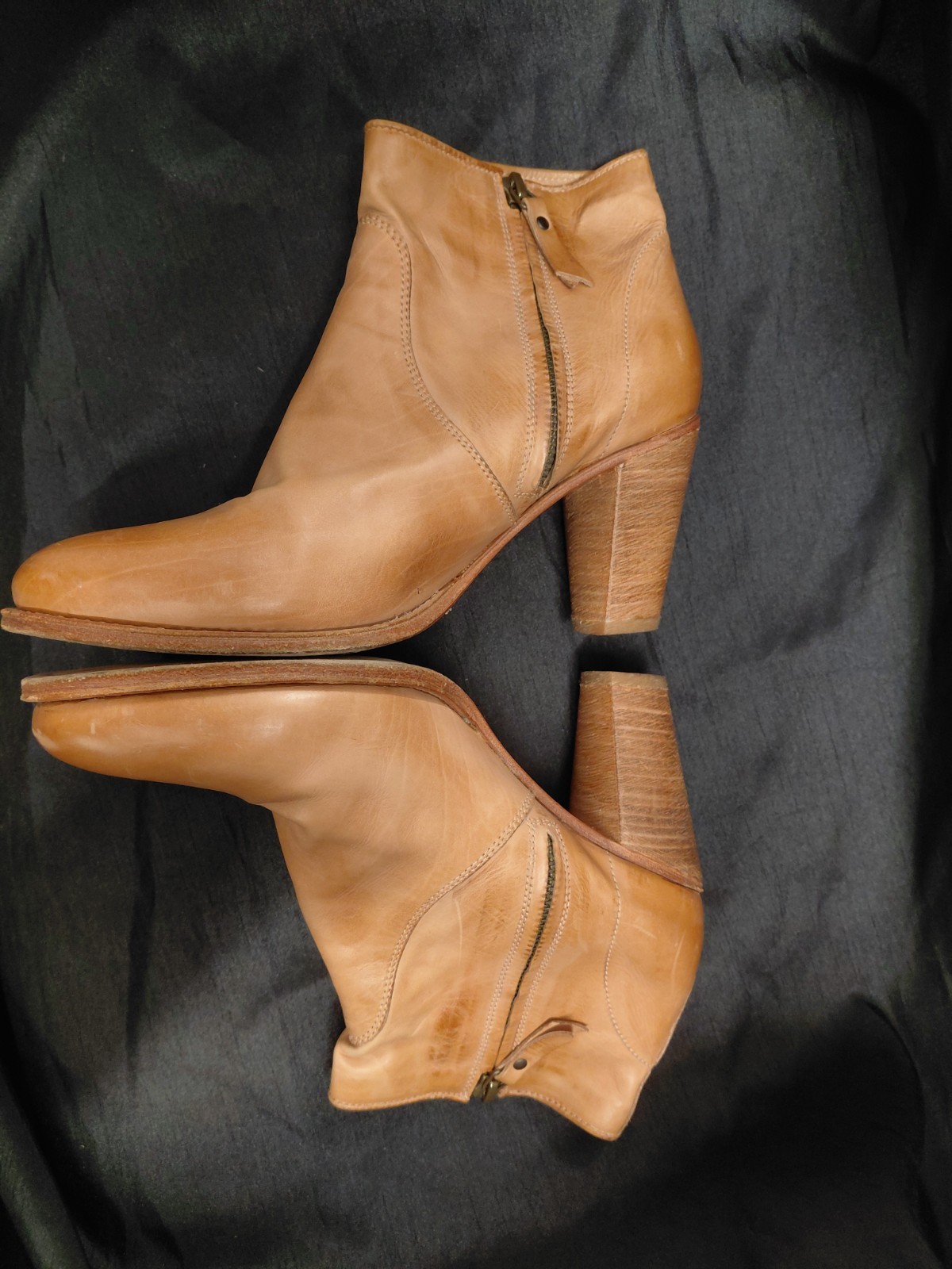 N.D.C. Made By Hand Women Ankle Boots Light Brown Leather Made In Spain Size 40