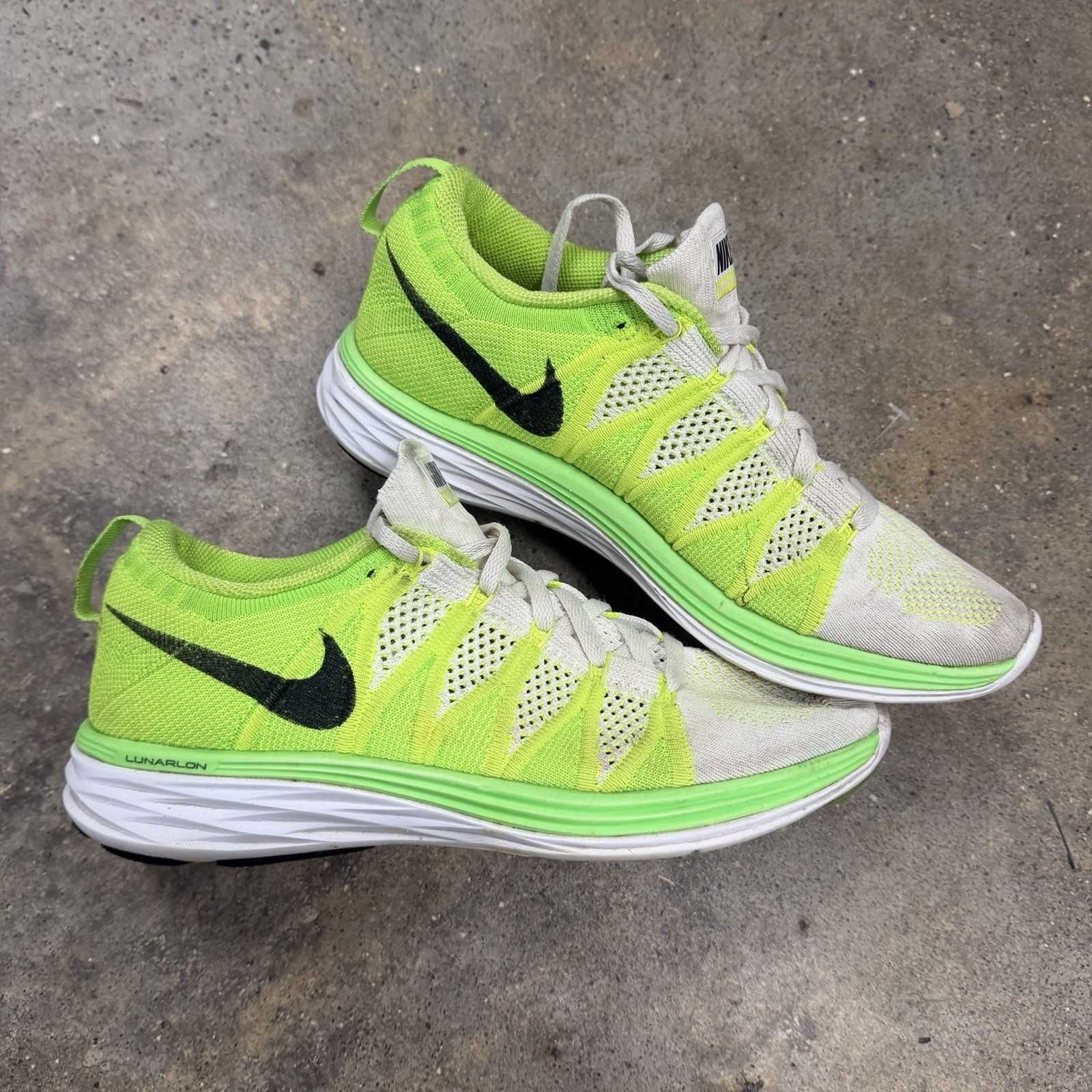 Nike Womens 8 Flyknit Lunar 2 620658-107 White Mesh Running Shoes Sneakers