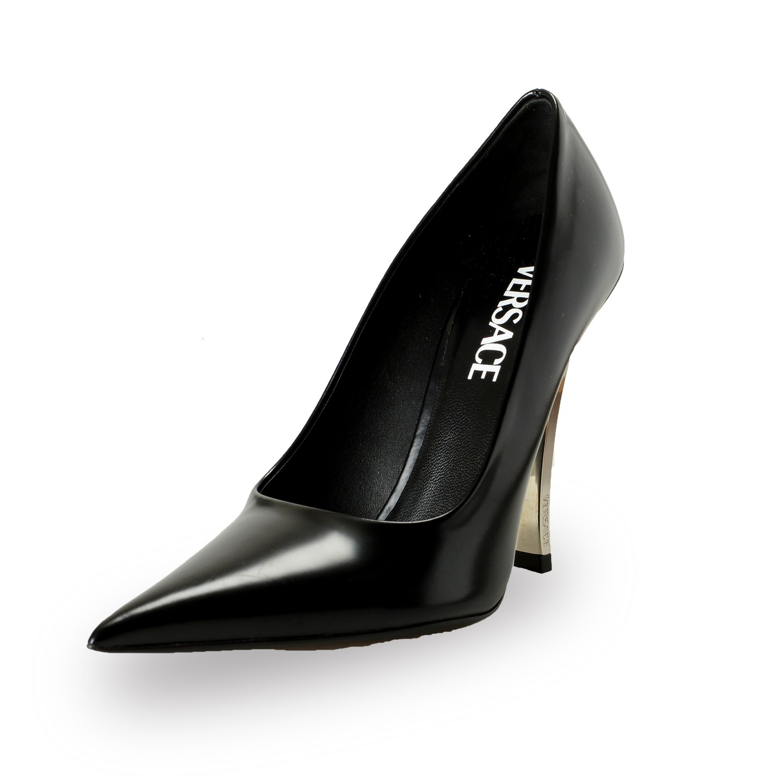 Versace Women’s Black 100% Leather High Heel Stilettos Pumps Shoes US 6 IT 36