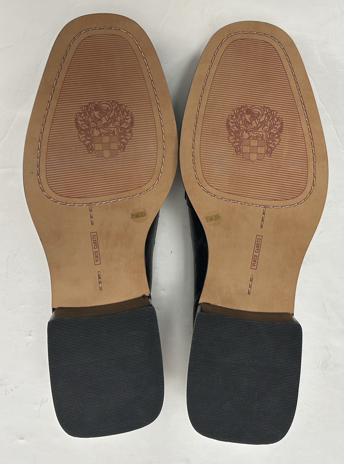 VINCE CAMUTO ENACHEL Black Leather Penny Loafers w/block heels~Womens 8.5~NWT!!