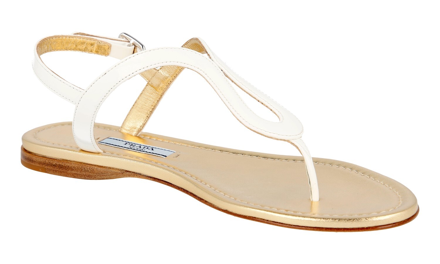 PRADA Patent Leather Sandals Slingback Thong 1Y701F White NEW – US 6.5 EU 36,5