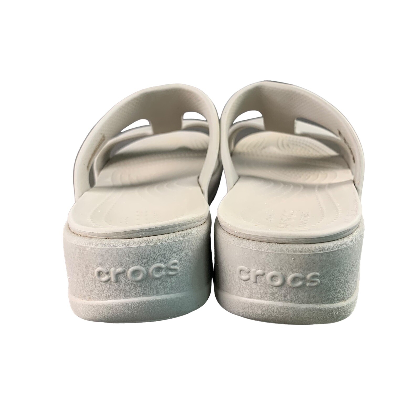 Crocs Size 10 Monterey Metallic Slip on Wedge Silver Gray – Taupe Women’s 206319