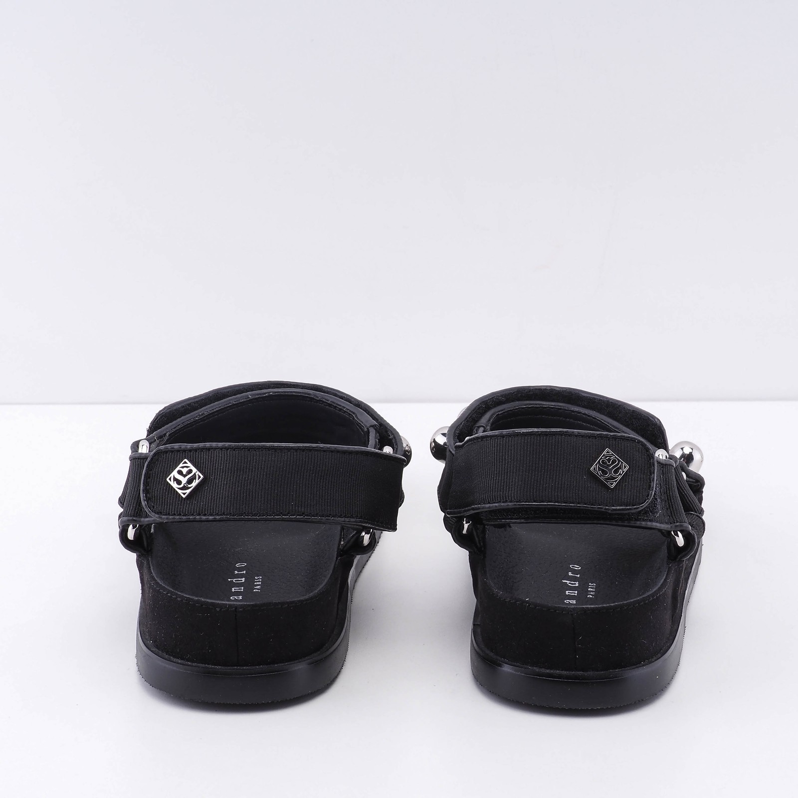 Sandro Paris women’s shoes sandals leather black studded strappy 37 SFACH00416