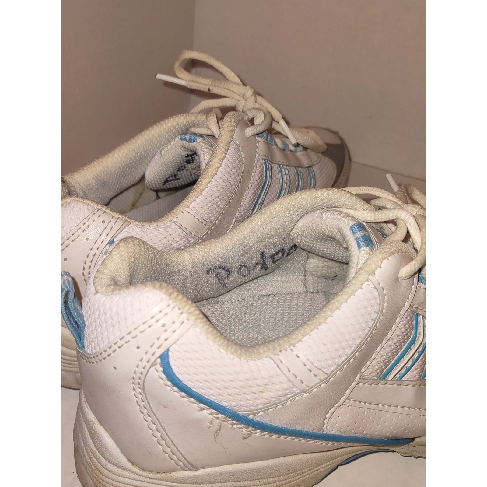Danskin Now Joanie Womens 9 White Blue Silver Athletic Walking Sneakers 2585678