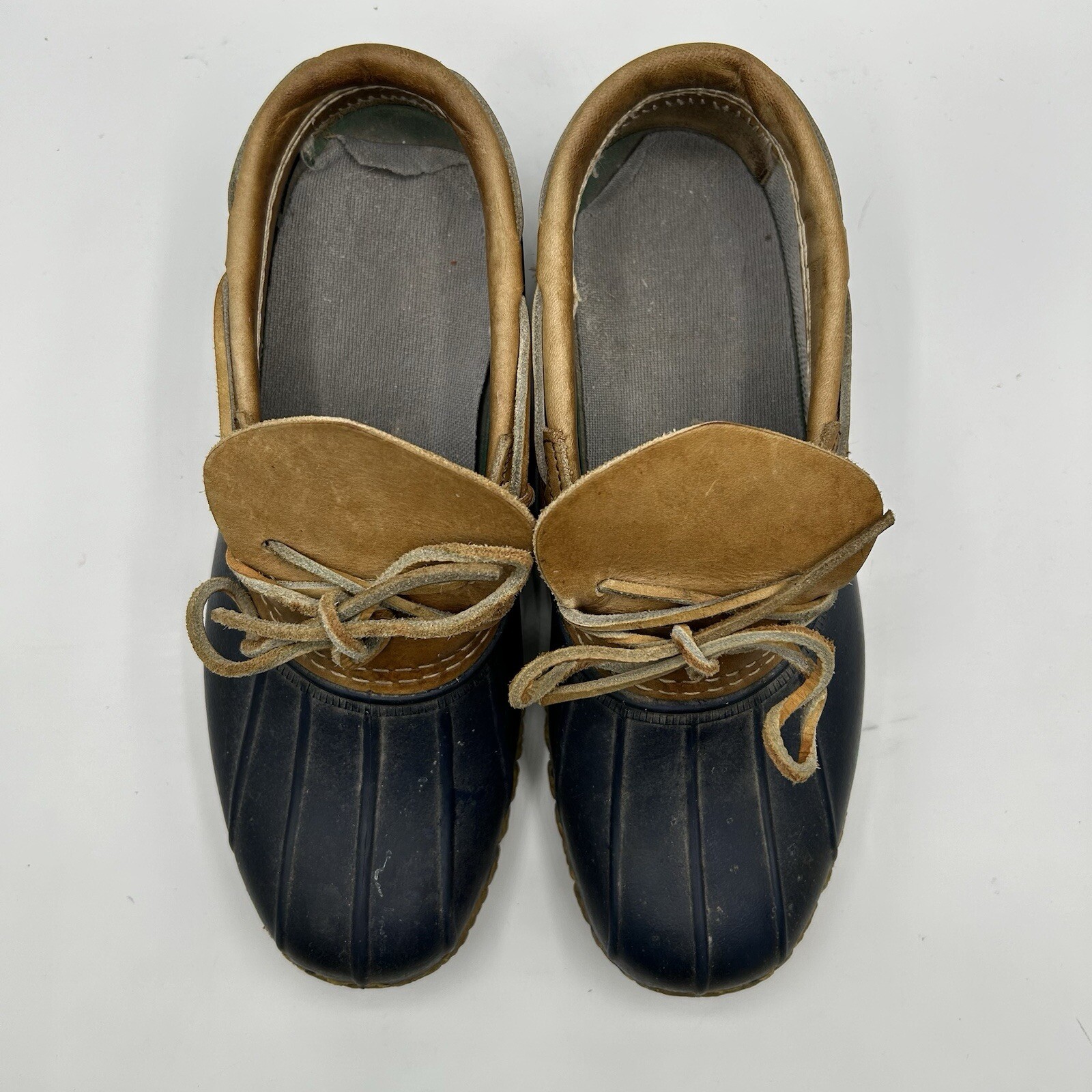 Vintage LL Bean Boot Rubber Mocs Duck Boot Women’s 7 Tan Leather Fisherman