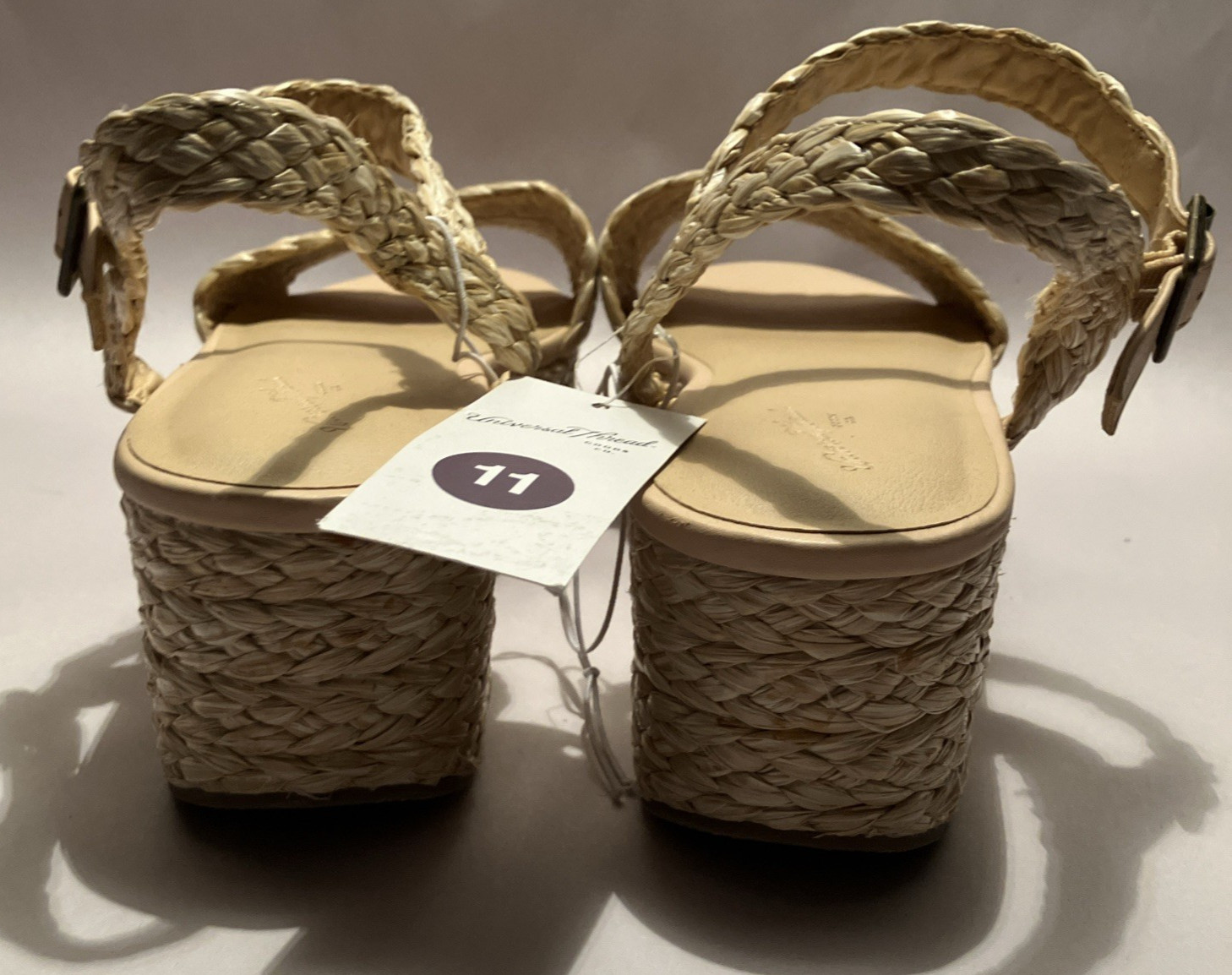 NWT Universal Thread Aurora Womens 11 Tan Straw Platform Cushion Insole Sandals