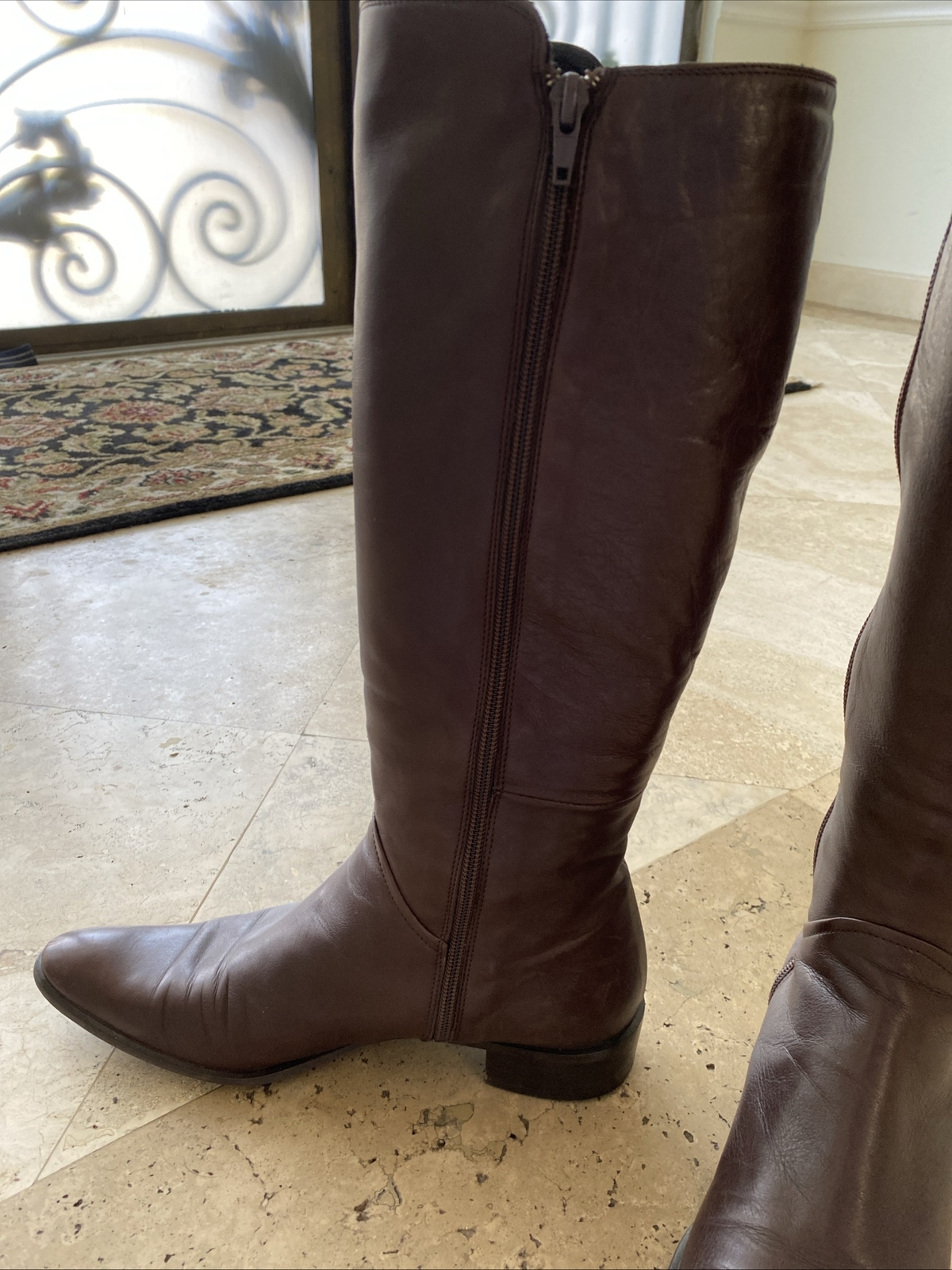 Russell & Bromley Womens Knee High Brown Leather Boots Sz 39.5US 8.5 Made Italy