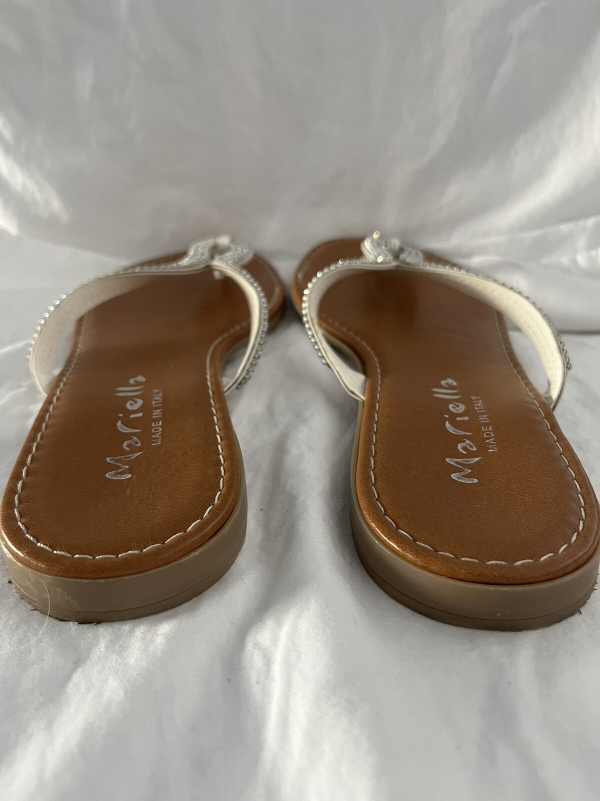 Mariella Made In Italy Rhinestone Comfort Thong Flat Slip On Sandals Size 9.5