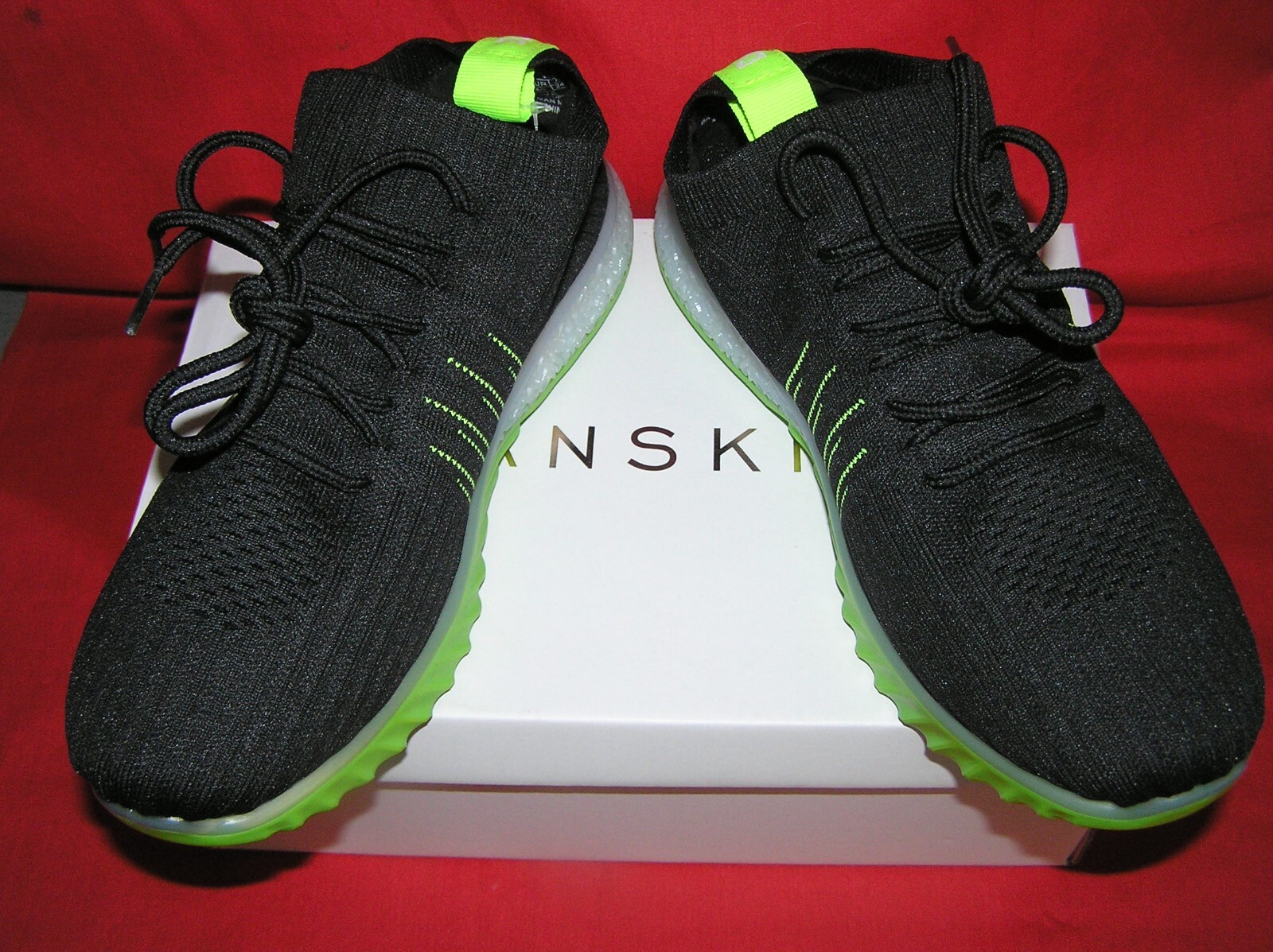 DANSKIN POSITIVE LOAFER SHOES SLIP-ON KNIT SNEAKERS BLACK LIME GREEN 6.5