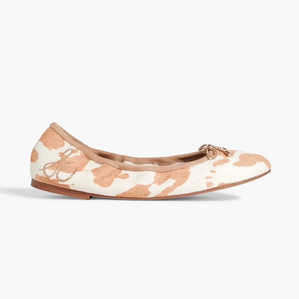 NIB Sam Edelman Felicia 9M Ballet Flats Printed Calf Hair Natural Ivory