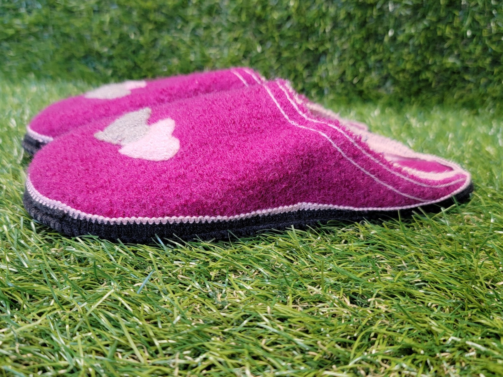 Kitz Pichler Austria Boiled Wool Hot Pink Slippers Women’s House Shoes Sz 37 EUR