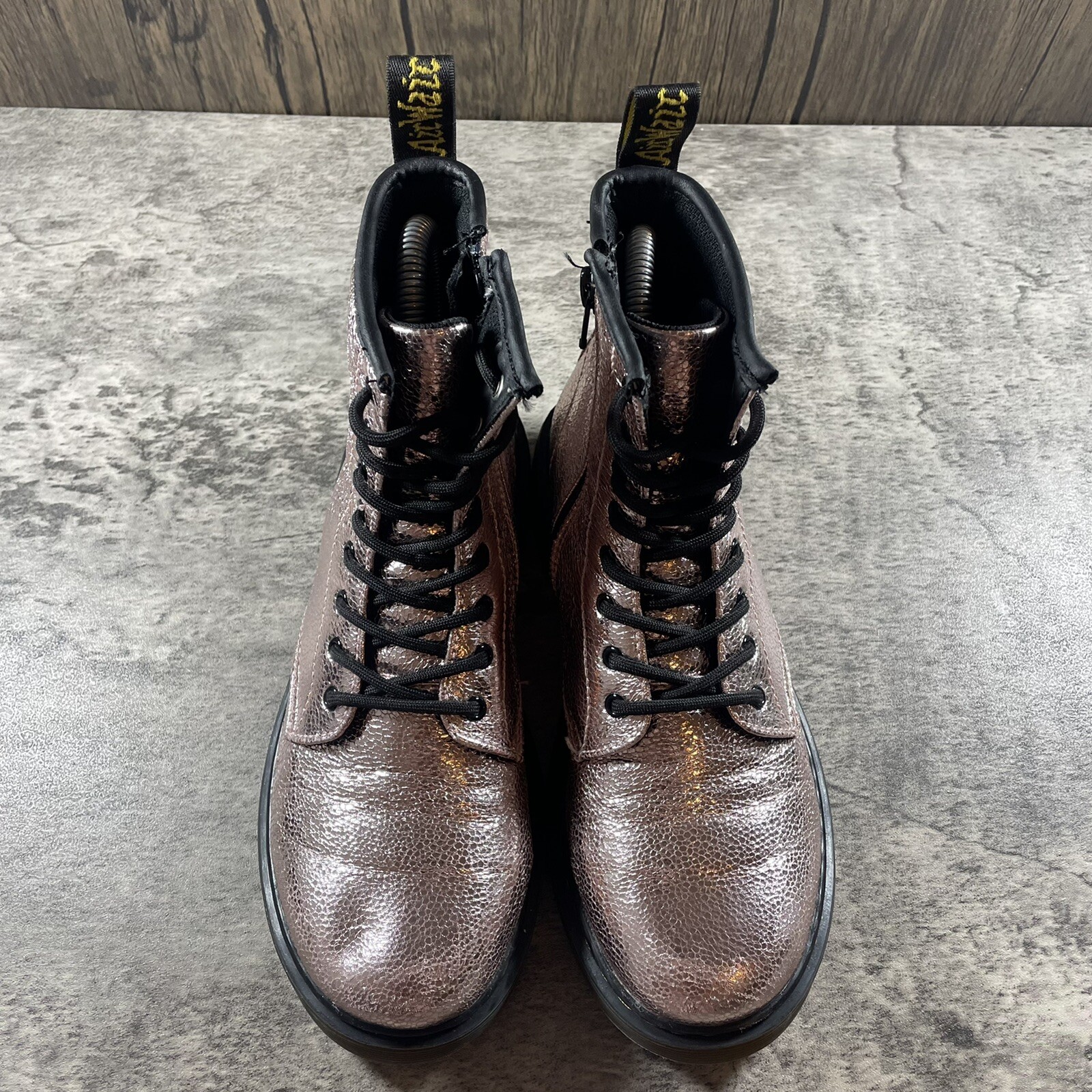 Unisex Dr. Martens 1460 Glitter J Boots Dark Pink Lace Up Zip Women’s Size 5