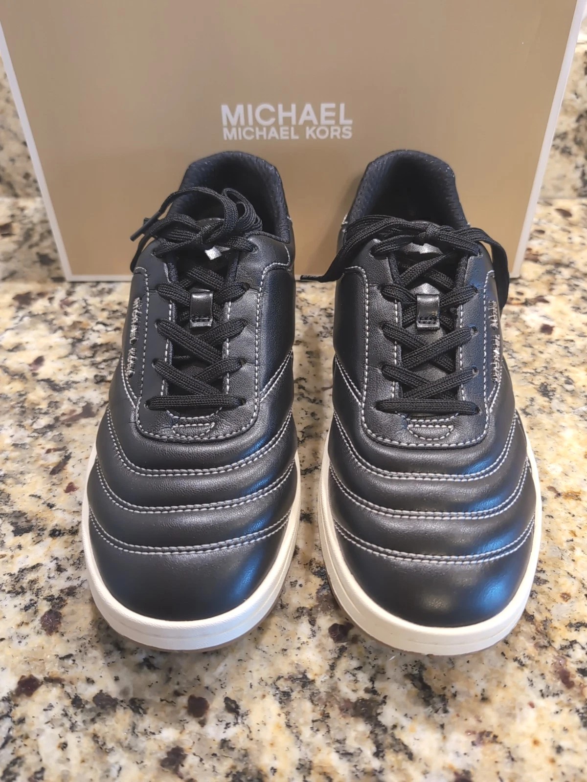 Black Michael kors Pia Quilted Lace Up Sneakers Tennis Women’s Size 7.5,New