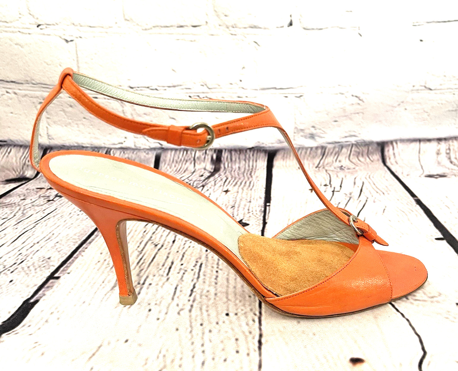 Sigerson Morrison Made in Italy Leather Strappy Sandals 8 in Fire Orange