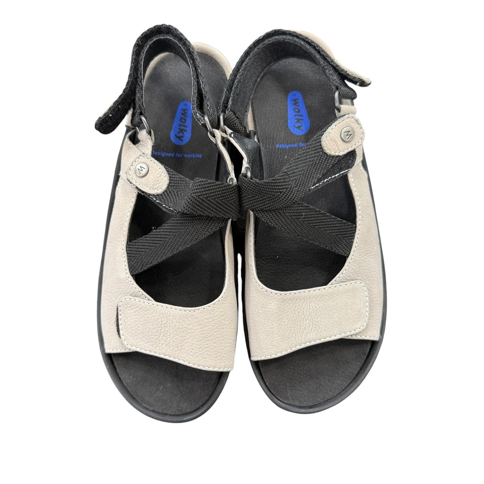 Wolky Sandals Womens 8 Lisse Stone Leather Adjustable Strap 39 Removable Footbed