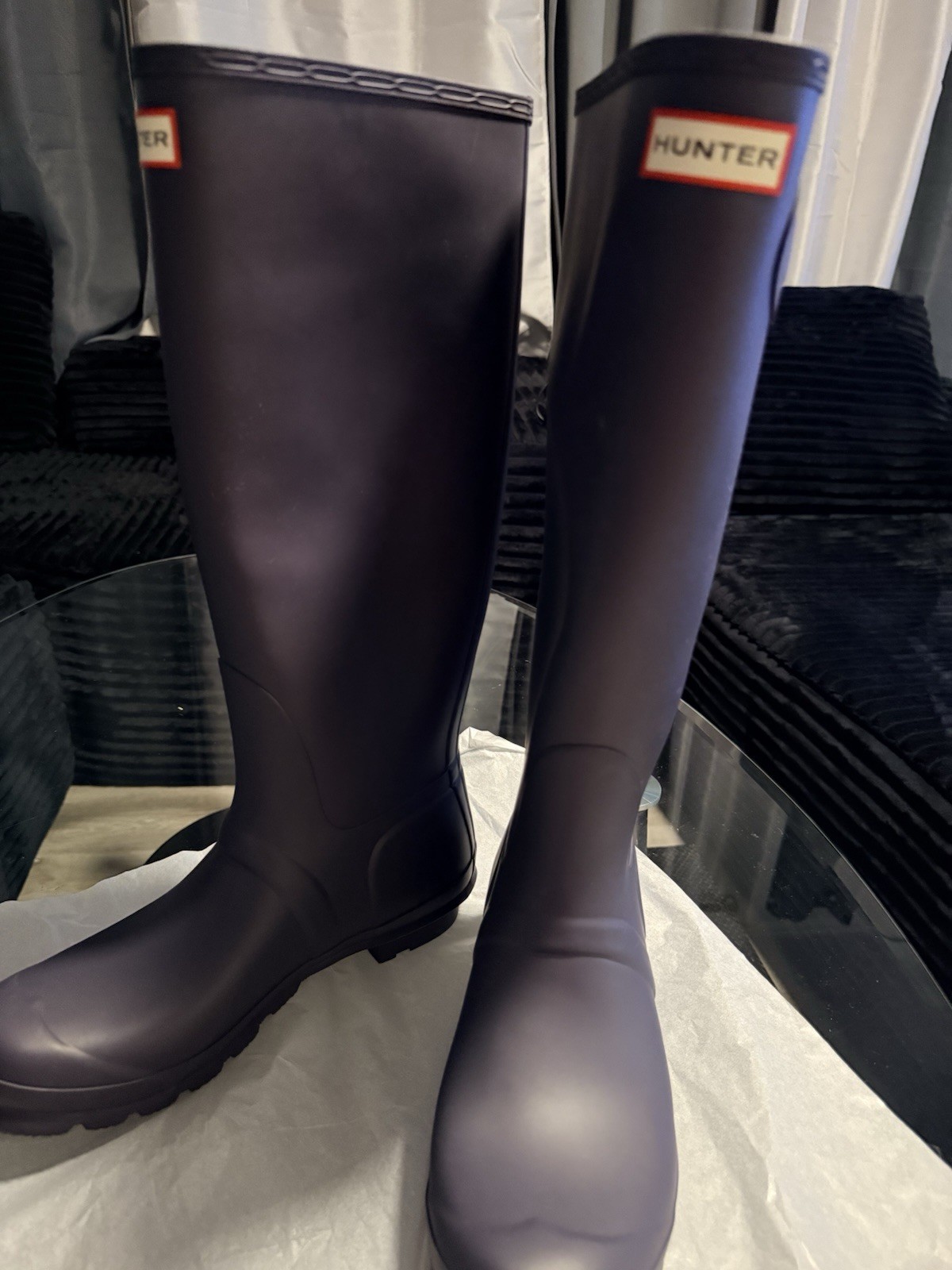 Hunter Original Tall Rain Boots Dark Purple Plum Women Size 10 Waterproof EU 41