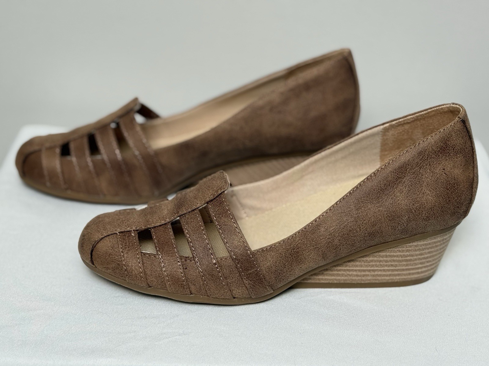 NEW DR SCHOLLS Womens Sustainable Comfort Brown Heels 9.5 Med BE FREE 25.8cm