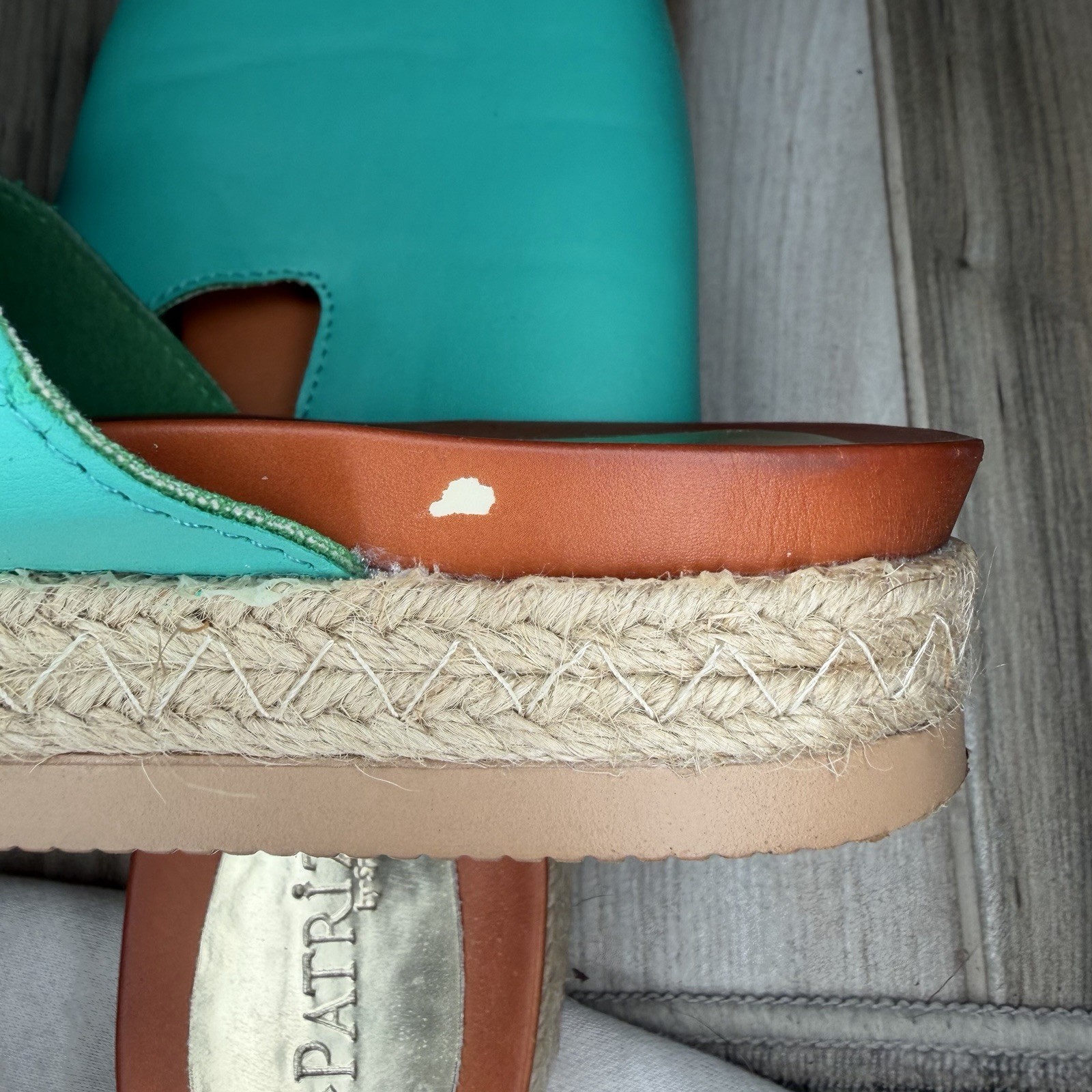 Patrizia by Spring Step Toe Loop Slide Sandals Teal Brown Women Sz US 9 / EU 40