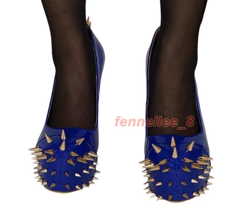 16CM Spike Riveted High Stiletto Heel Sexy Womens Platform Slip on Pumps Party