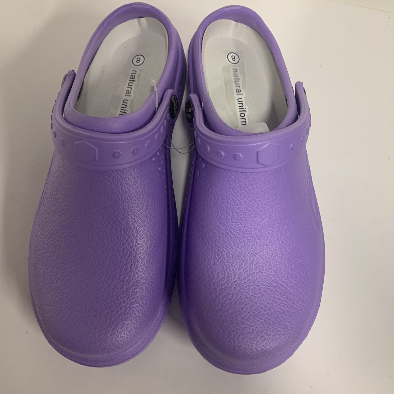 NATURAL UNIFORMS WOMENS ULTRALITE CLOGS WITH STRAP, PURPLE, US SIZE 6,NEW