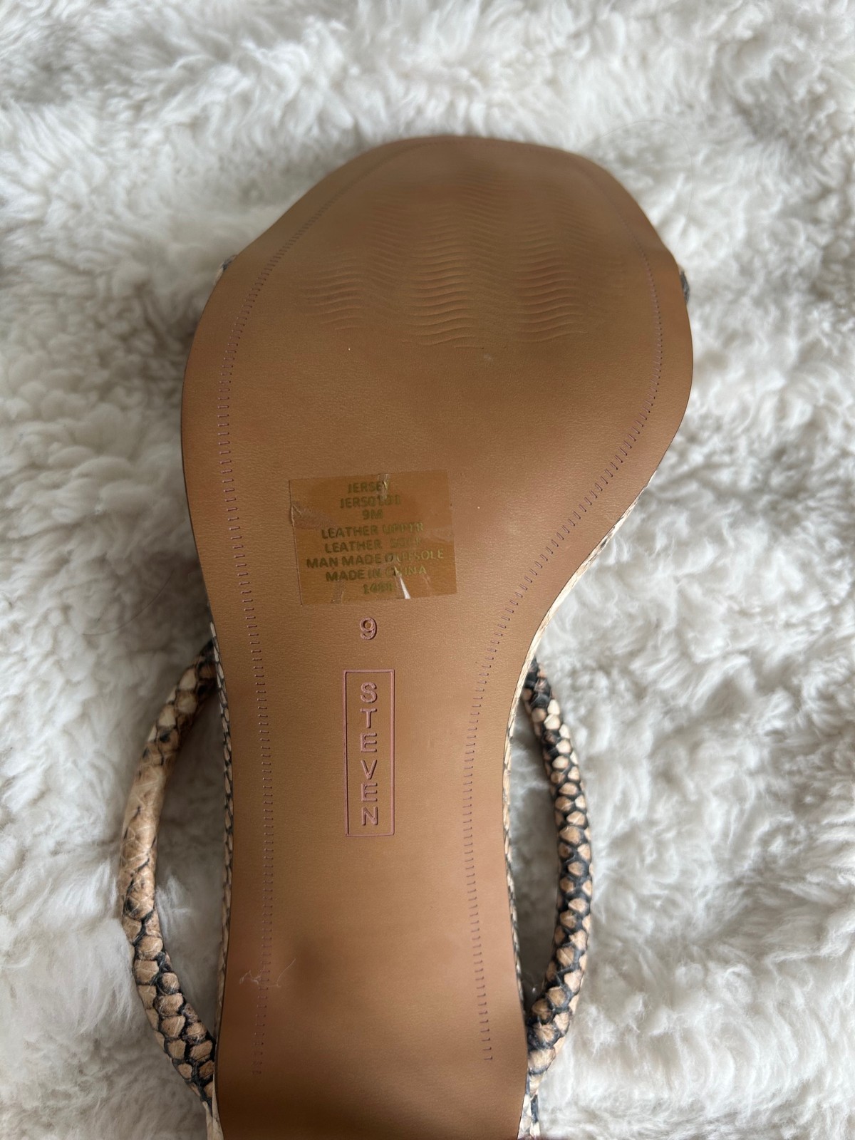 *PERFECT* STEVEN by Steve Madden Snakeskin Heel Sandals Size 9. 3.25in heel.
