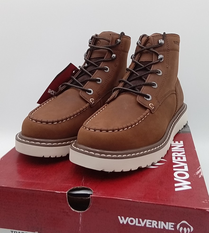 Wolverine Women’s Trade Wedge Unlined Moc-Toe Work Boots, Dark Brown Size 9 NIB