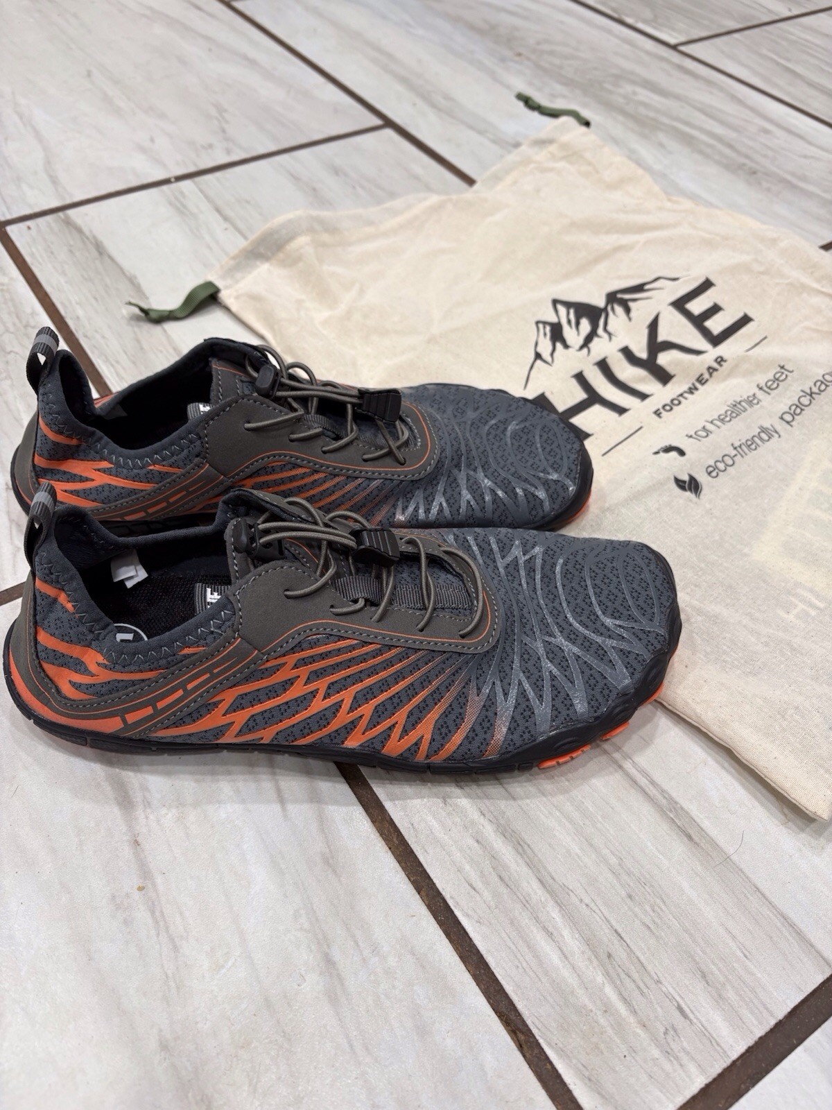 Hike Footwear Lorax Pro Barefoot Shoes Orange Gray Wide Toe Box Unisex Size 40
