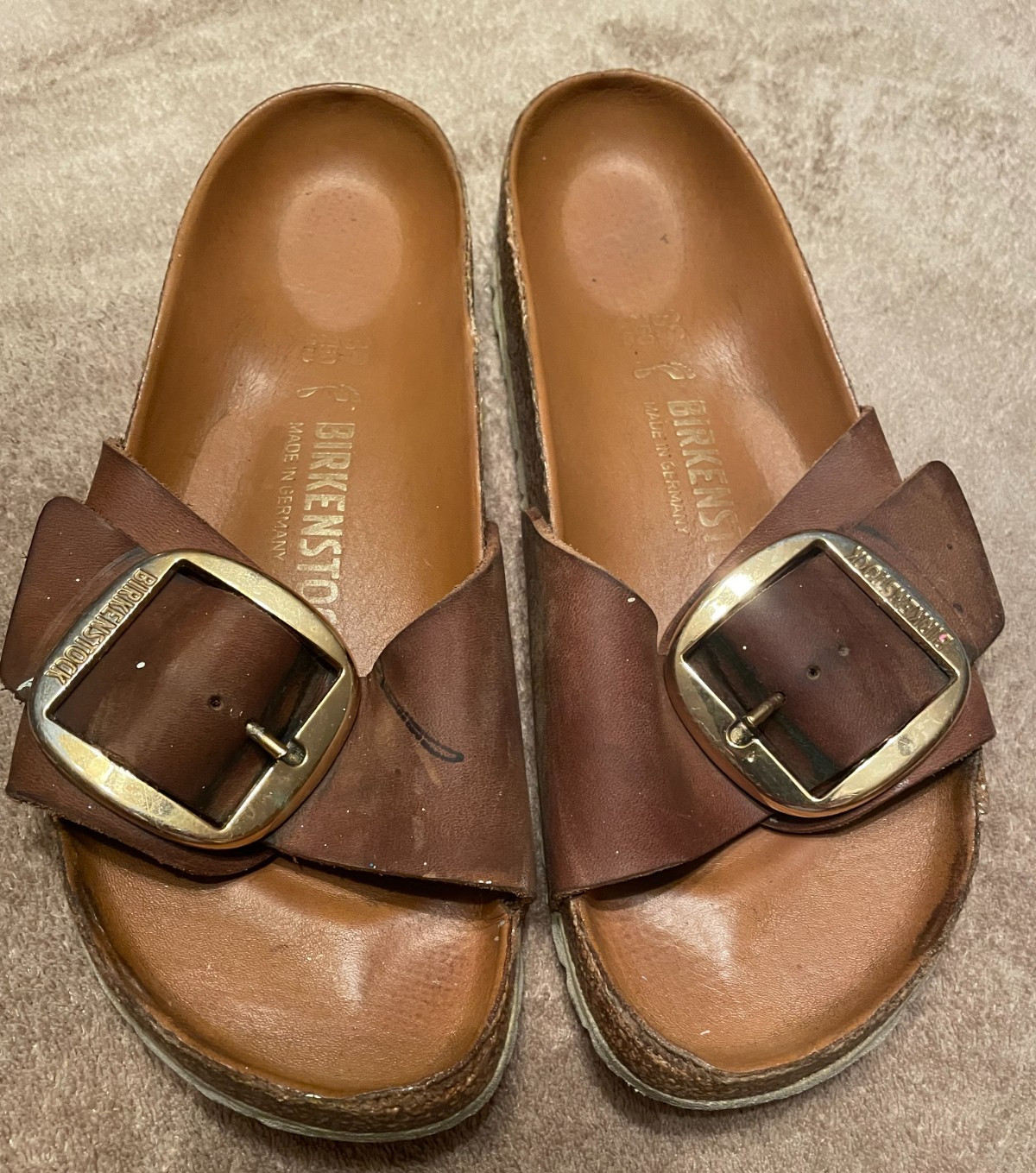 BIRKENSTOCK MADRID BIG BUCKLE & GRANADA SANDALS BROWN 2 PR. SIZE 39