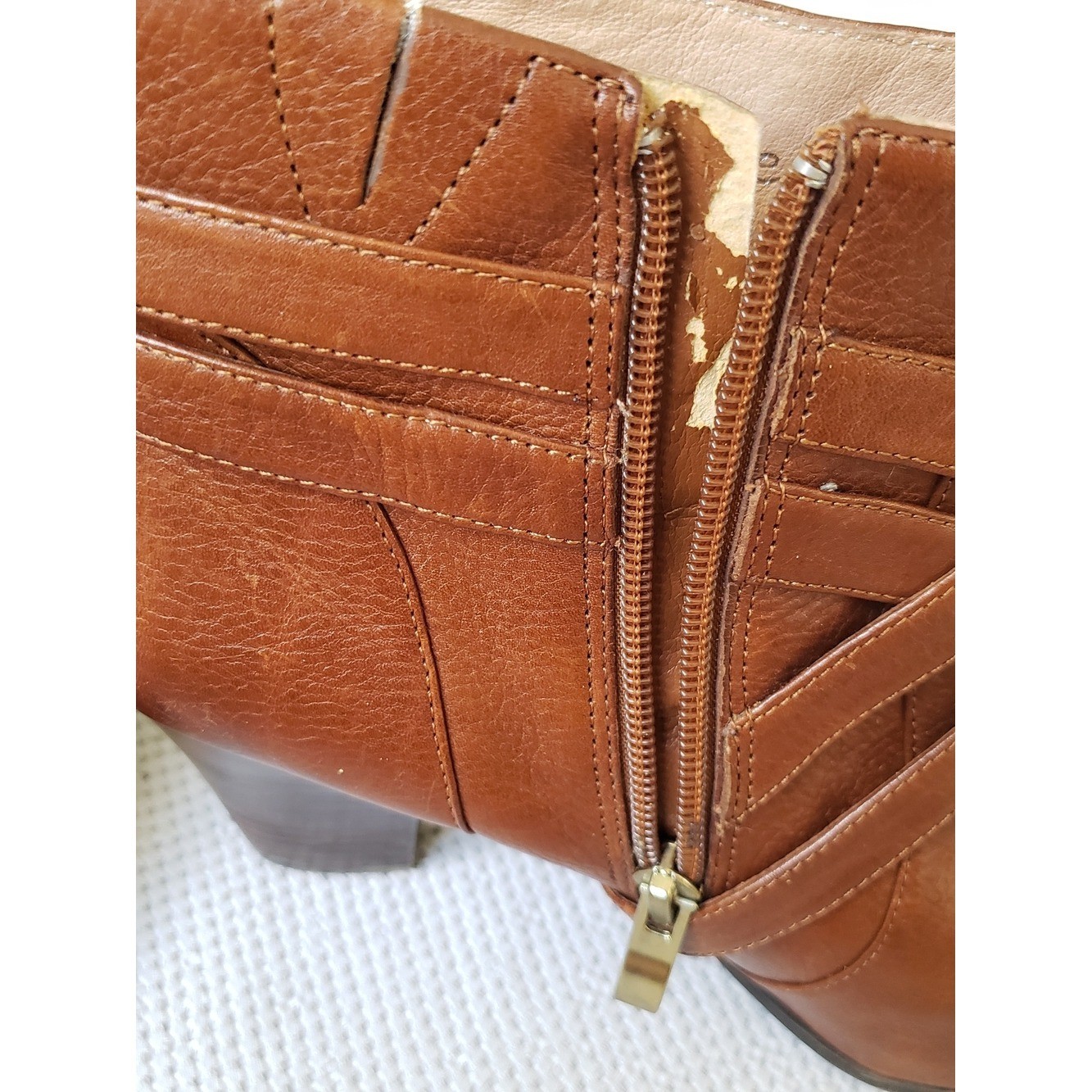 Nurture by Lamaze Cognac Brown Leather Ankle Booties with Buckle Straps