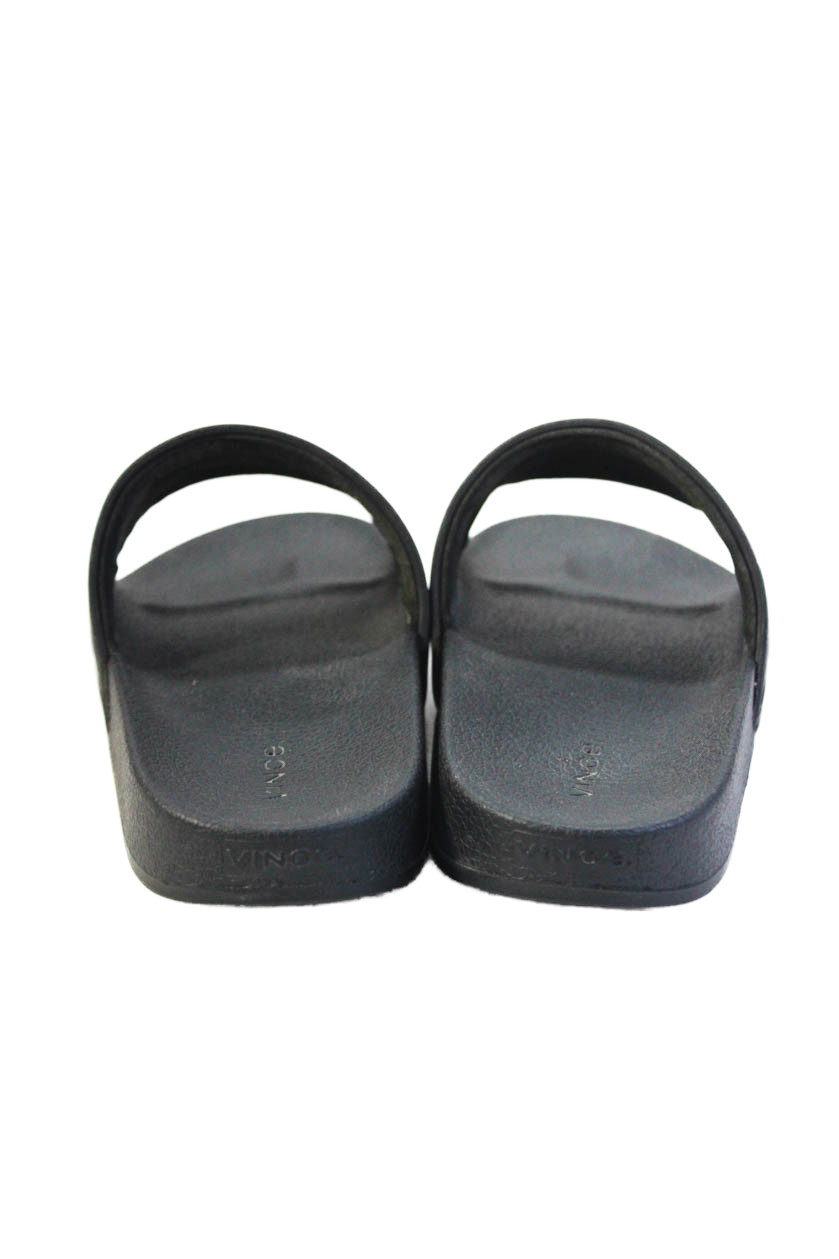Vince Unisex Adults Textured One Strap Slide On Sandals Black Size W8 M6