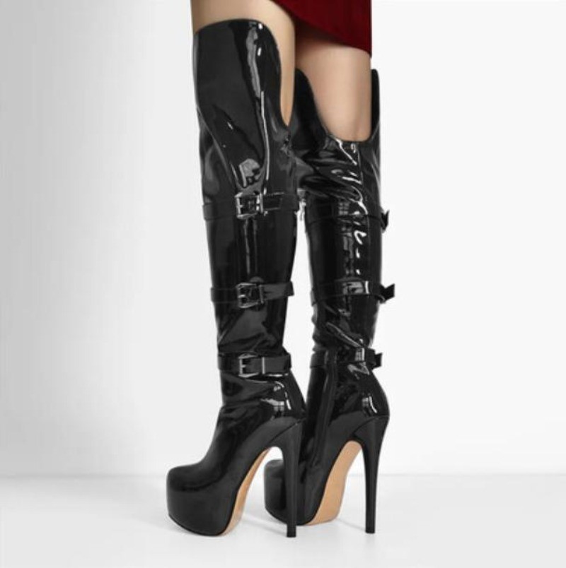 Women Platform Over Knee High Boots Stiletto Shoes Buckle Clubwear Dance Fashion