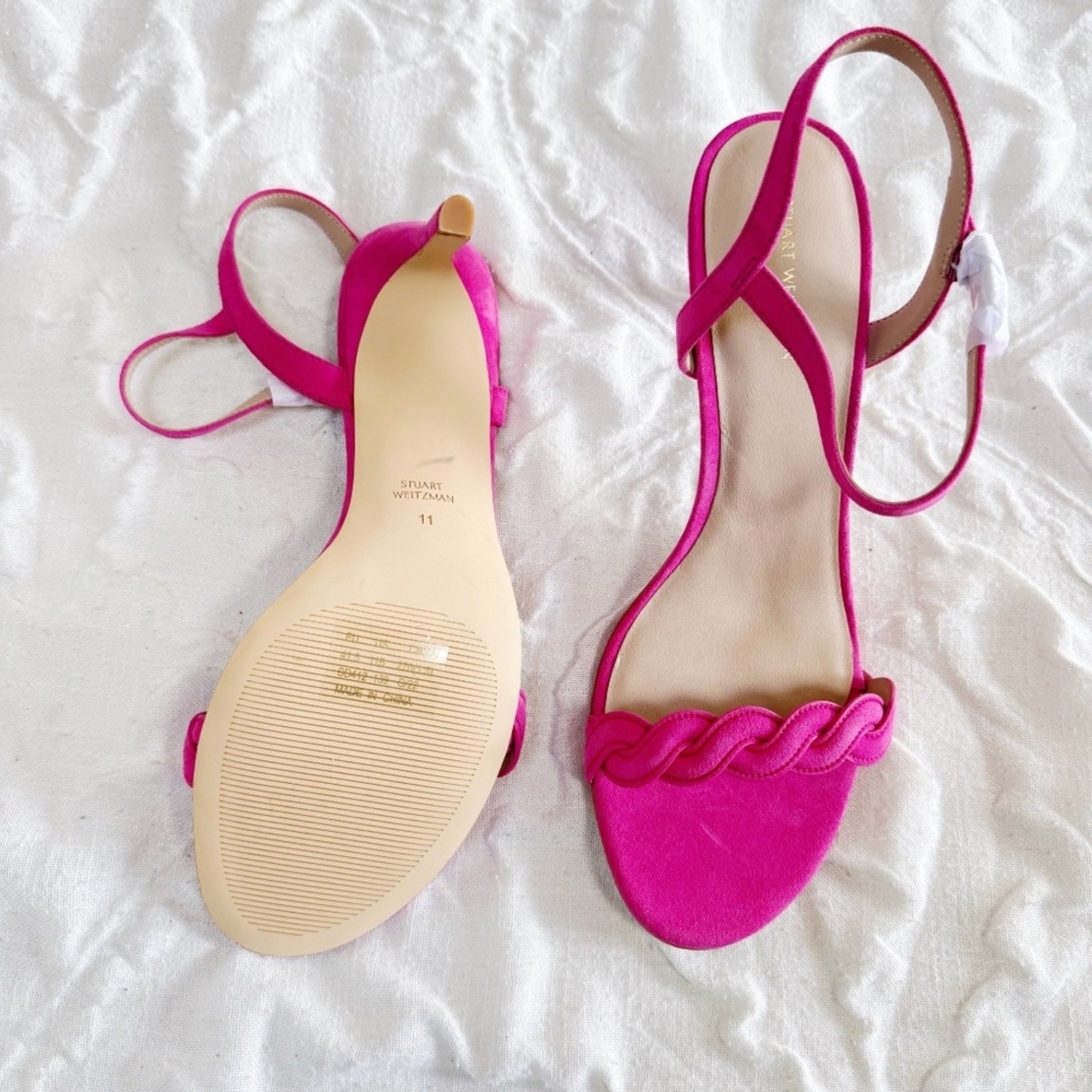 Stuart Weitzman Dancer Twistie 100Suede Sandal In Pink
