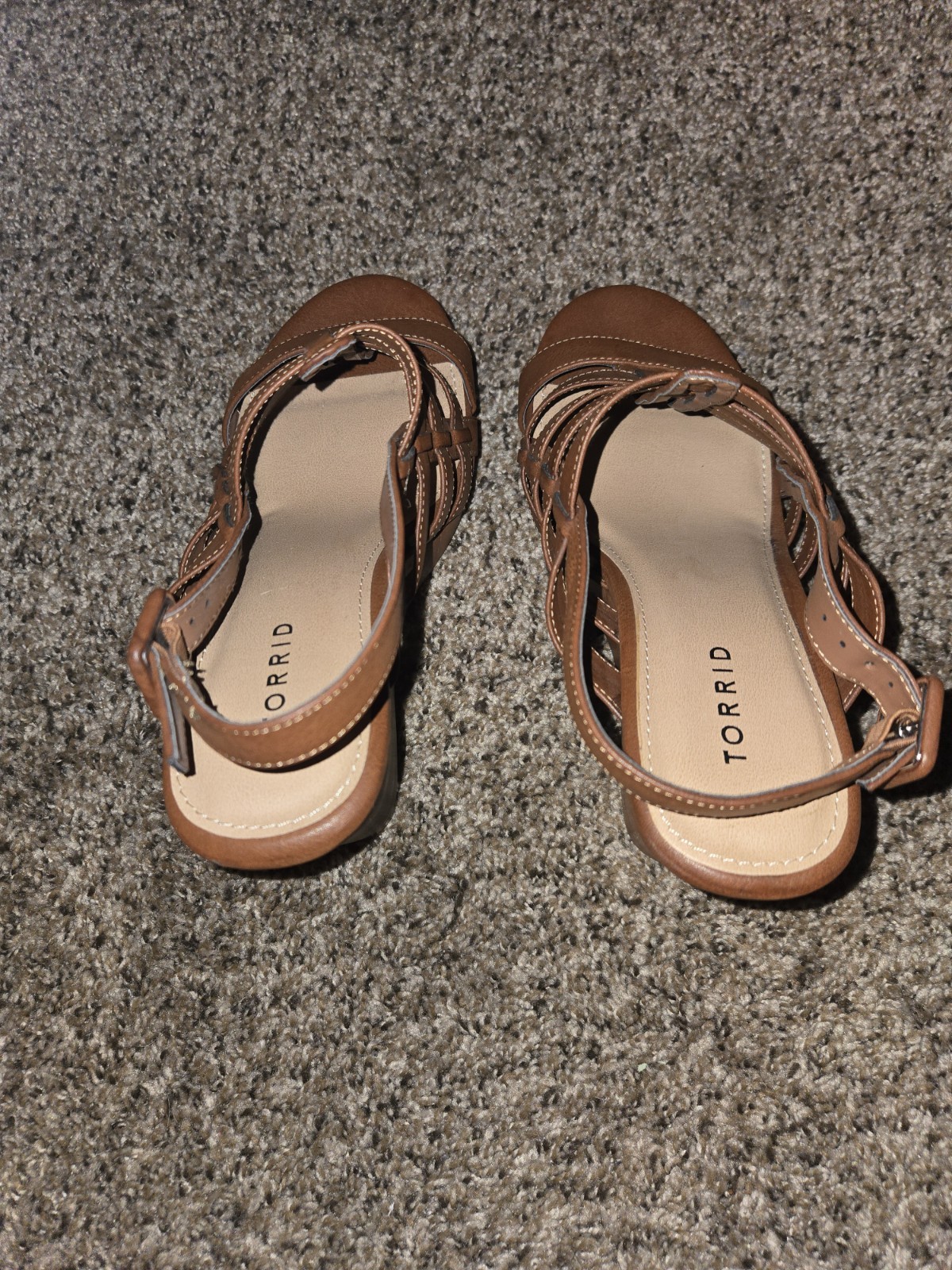 Torrid Brown Strappy Covered Platform Wedge Heel Shoe Size 10W/ NWOB