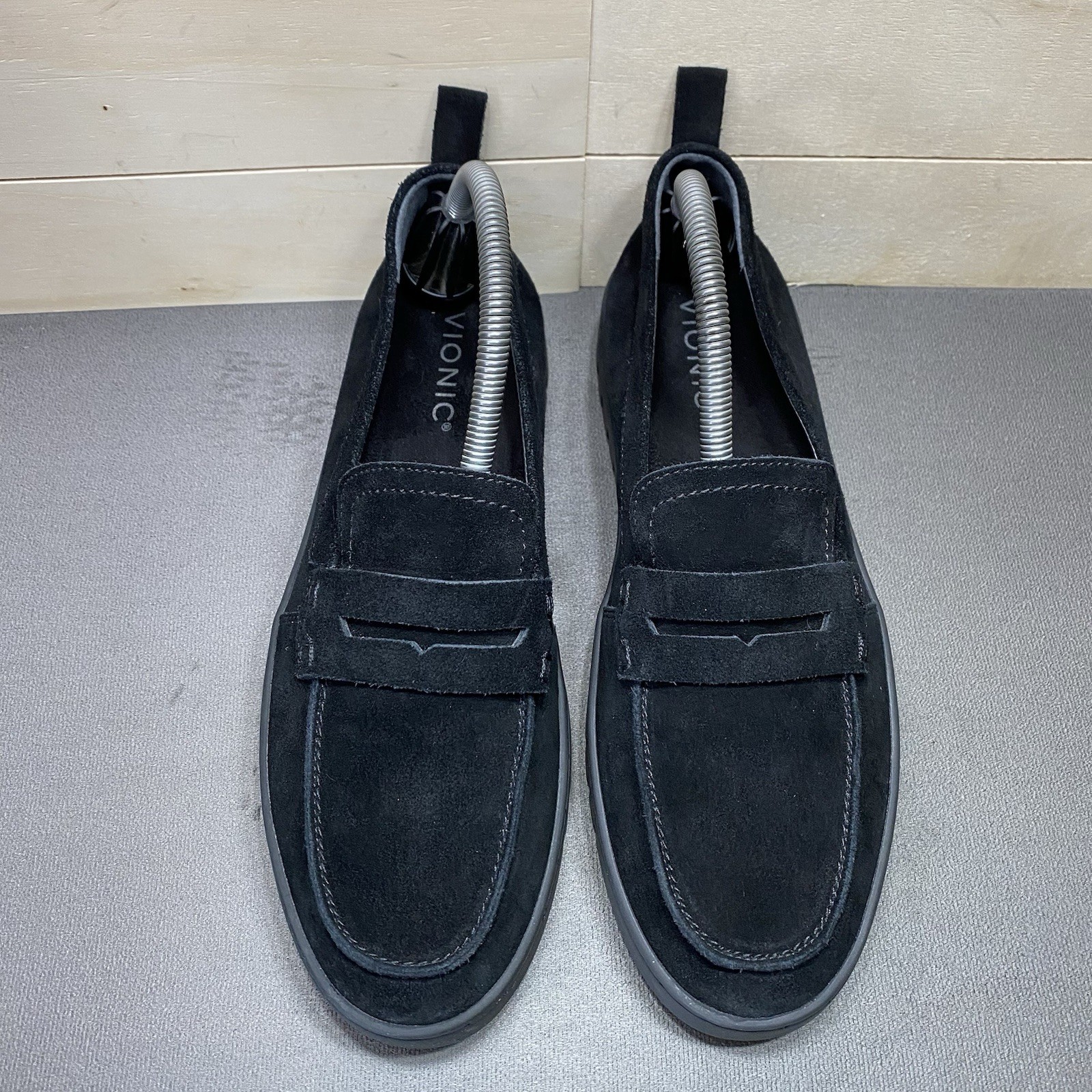 Vionic Uptown Loafers Black Suede Womens Size 9 Orthopedic Shoes SlipOns G2U