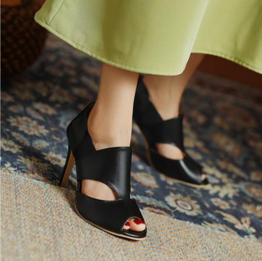 Women’s Formal Business Hollow Out Peep Toe High Heel Pump Sandals Shoes Plus