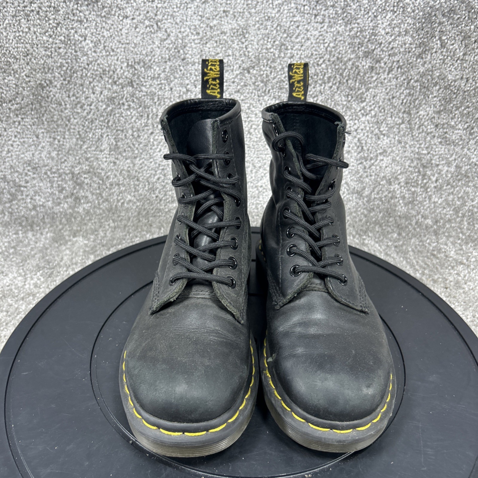 Dr Martens Boots Womens Size 5 Us 1460 Soft Toe Work Black Leather Lace Up Ankle