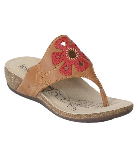 Josef Seibel Natalya 09 Leather Women’s Thong Sandals Cognac Szs 37 38 39 40 41