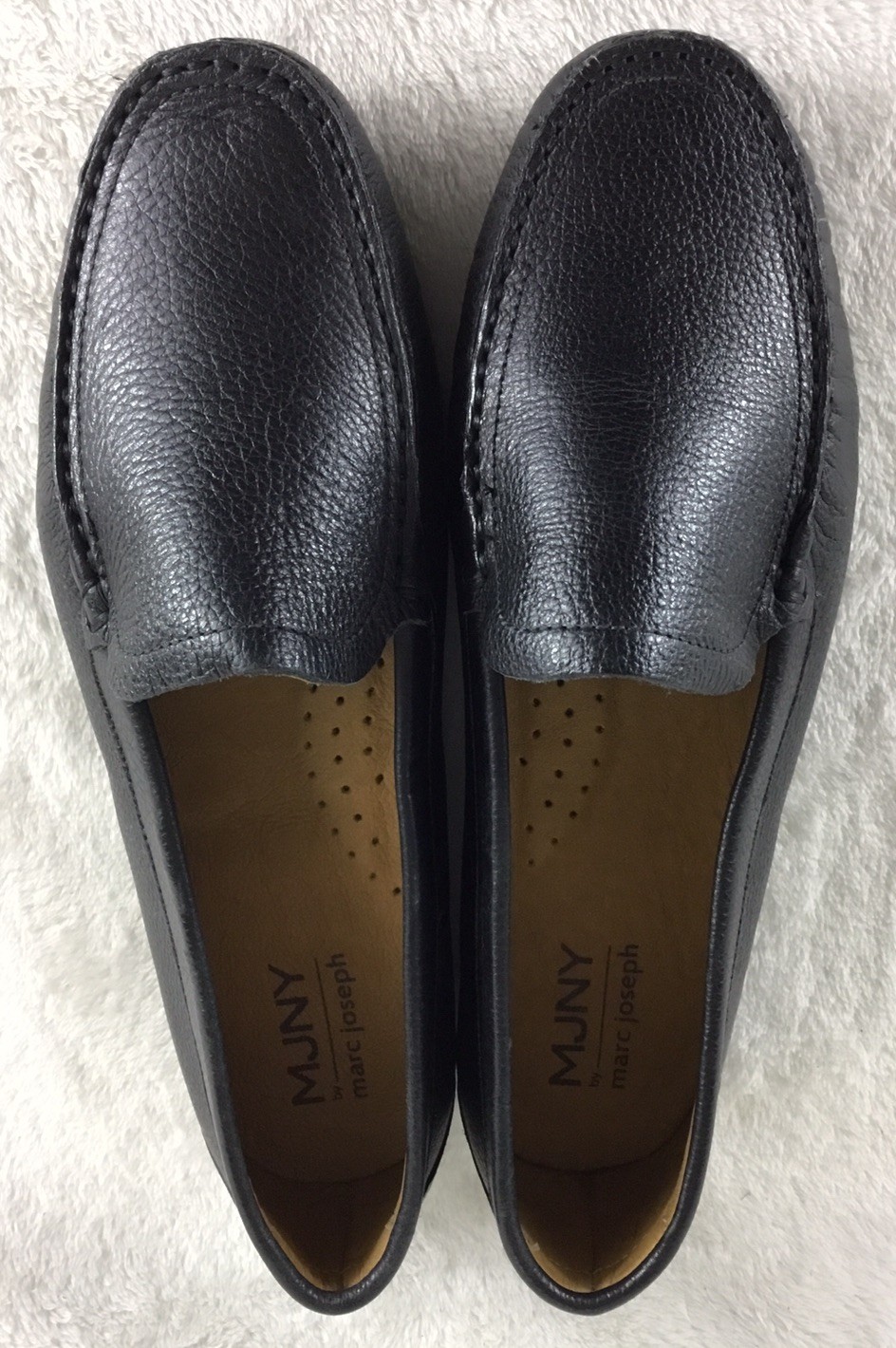 MJNY Marc Joseph Lake Road Loafers Women’s 10 Black Pebbled Leather Shoes Brazil